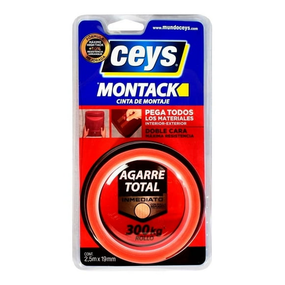 Cinta de Montaje Ceys Montack Doble Cara Rojo 2.5 m