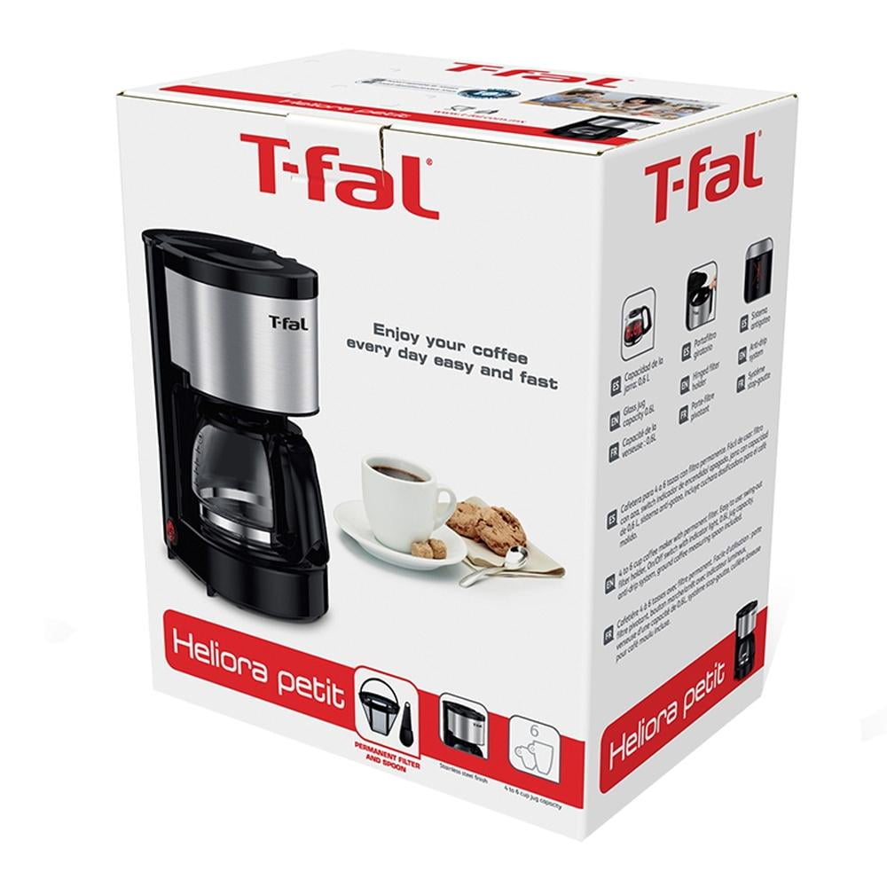 Cafetera T-Fal 4 a 6 Tazas con Filtro Permanente Negra | Walmart