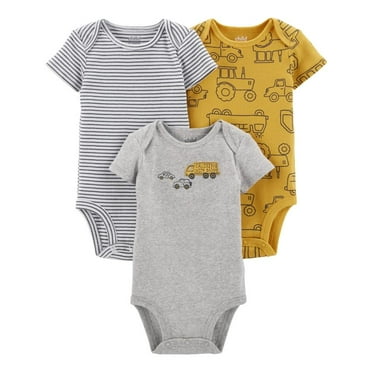 Set De 3 Pzas Body Manga Corta Carter's Gris Estampado autos 18M