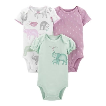 Set De 3 Pzas Body Manga Corta Carter's Multicolor Estampado elefantes 24M