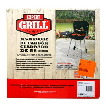 Asador de carbón Expert Grill Cuadrado 56 cm Negro