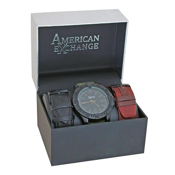 Reloj American Exchange Jurassic World Análogo Caballero Correas Intercambiables Café y Gris