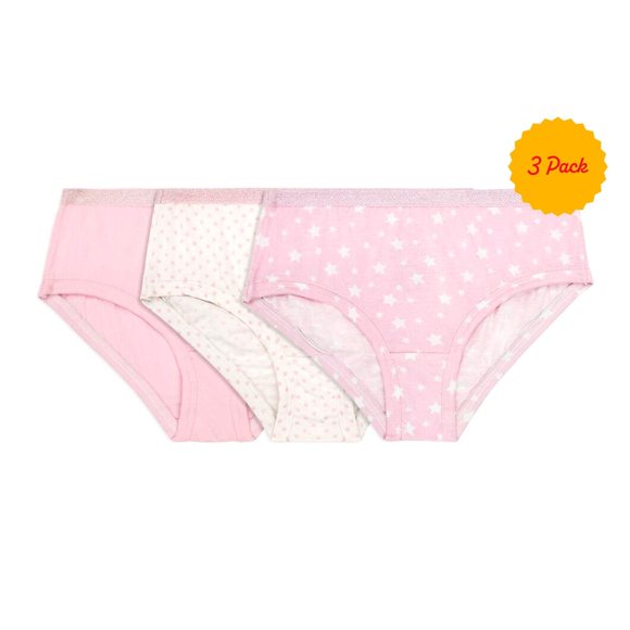 Bikini Fruit of the Loom para Niña, de Algodón Tipo Hipster 3 Piezas Multicolor Talla 12