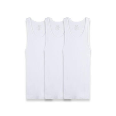 Camiseta Fruit Of The Loom para Niño, de Algodón Pack 3 Piezas sin Mangas Blanca Talla G