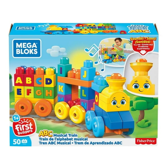 Set de Construcción Mega Bloks Fisher Price Tren ABC Musical con 50 Piezas