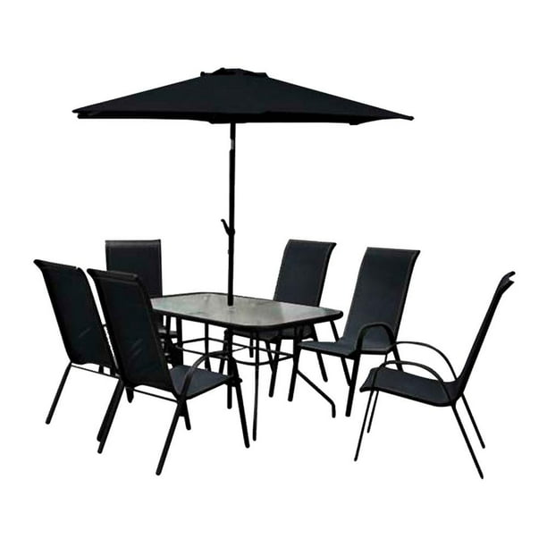 Set Desayunador Mainstays 8 piezas Negro con Sombrilla