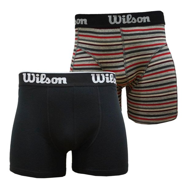 Bóxer Wilson para Hombre, Negro y Rayas 2 Piezas Talla G