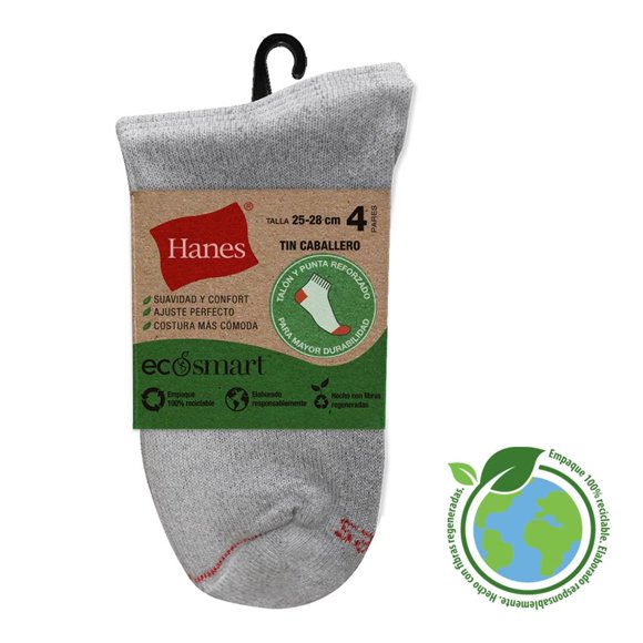 Tin Hanes Ecosmart Unitalla Gris 4 Pares