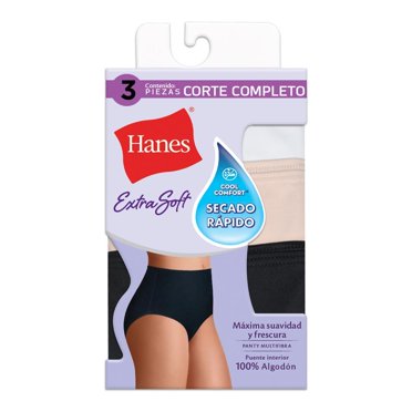 Pantaleta Hanes Panties para Mujer, Completa Colores Varios 3 Piezas Talla CH/5