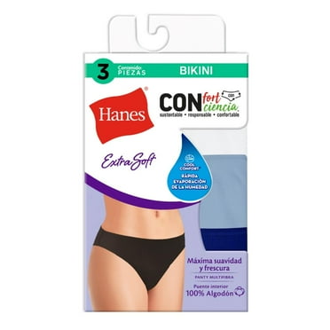 Pantaleta Hanes para Mujer, Corte Hipster Varios Colores 3 Piezas Talla G/7