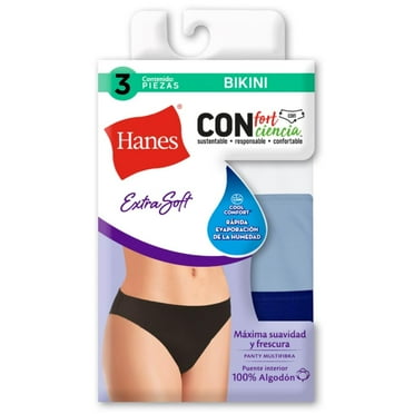 Bikini Hanes Panties para Mujer, Multicolor 1 Paquete con 3 Piezas Talla 6