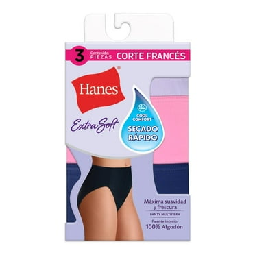Pantaleta Hanes Panties para Mujer, Corte Francés Colores Varios 3 Piezas Talla EG/8