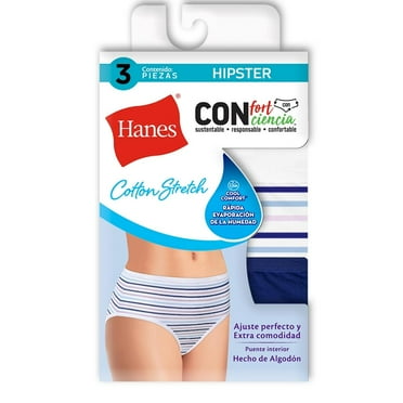Pantaleta Hanes para Mujer, Corte Hipster Tonos Morados 3 Piezas Talla M/6