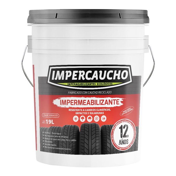 Impermeabilizante Impercaucho 12 años rojo 19 L