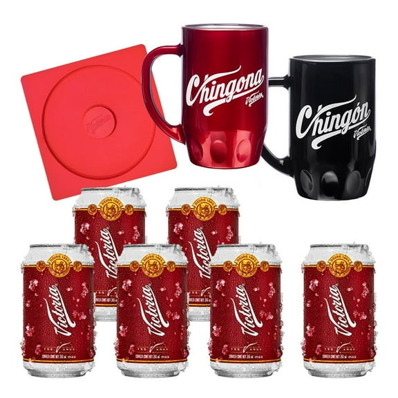 Cerveza Victoria 6 latas  355 ml c/u + 2 Tarros + 1 Escarchador