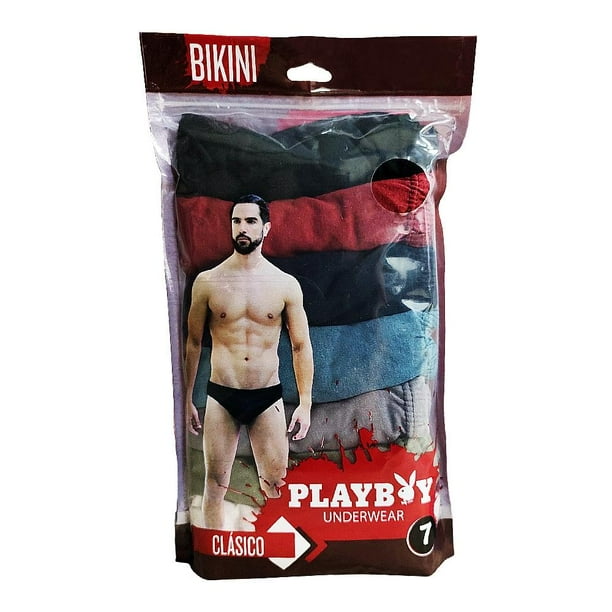Bikini Playboy para Hombre, Multicolor Liso 1 Paquete con 7 Piezas Talla M