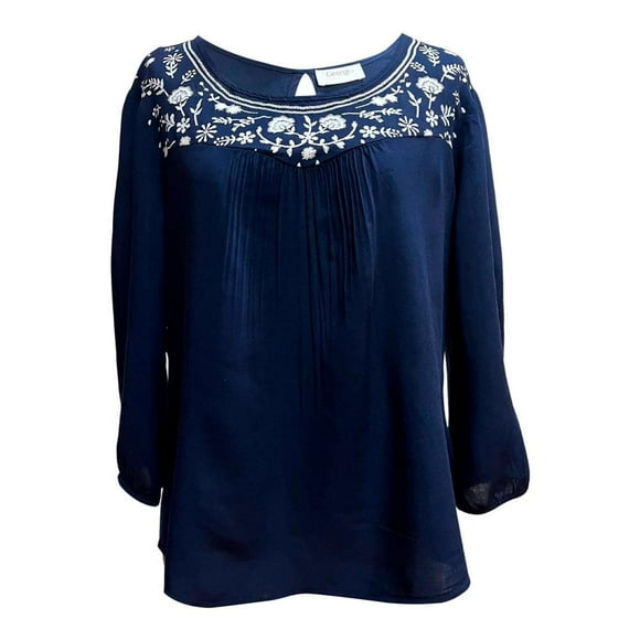 Blusa George Talla 40 Estampado Pecho Corte Plus Marino