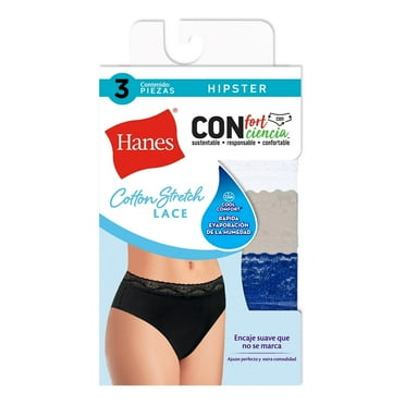 Pantaleta Hanes para Mujer, Corte Hipster Secado Rápido Multicolor 3 Piezas Talla G/7