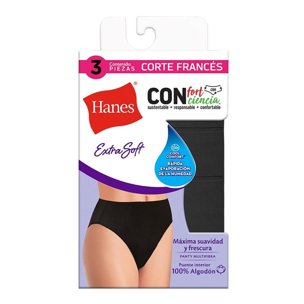 Test Pantaleta Hanes para Mujer, Completa Colores Varios 3 Piezas Talla CH/5