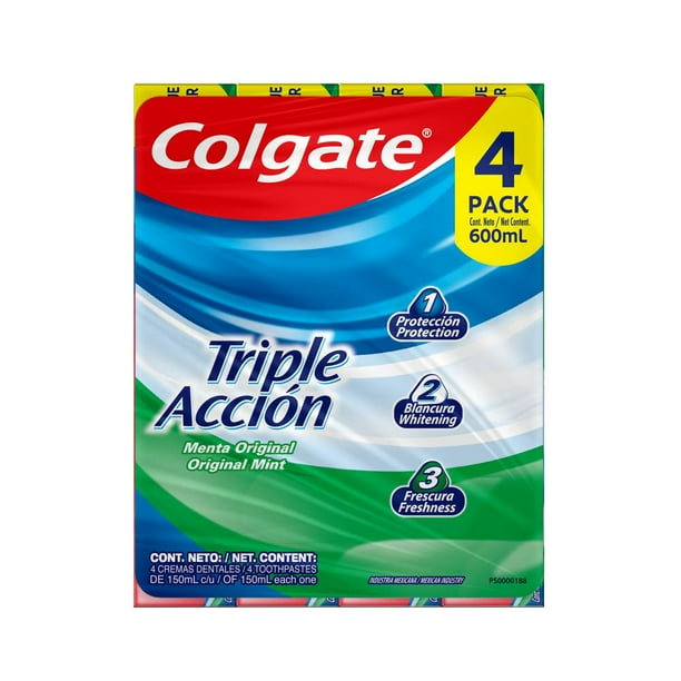 Pasta Dental Colgate Triple Acción Menta Original Pack 4 pzas de 150 ml c/u