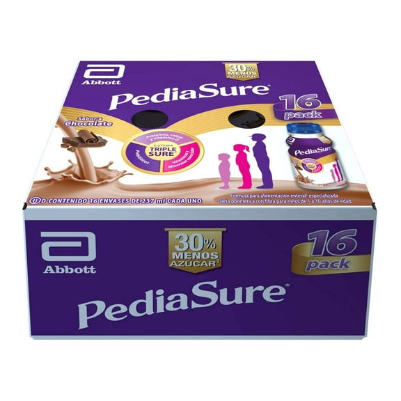 PediaSure Plus Abbott Sabor Chocolate 16 pzas de 237 ml