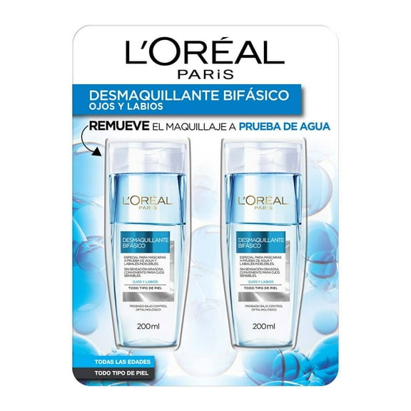 Desmaquillante L'Oréal Bifásico 2 pzas de 200 ml c/u