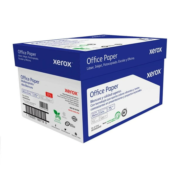 Hojas de Papel Xerox Carta 97% Blancura 10 paq con 500 pzas c/u