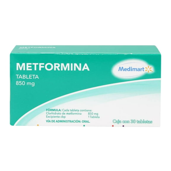 Metformina 850 mg con 30 Tabletas