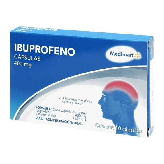 Ibuprofeno Medimart 400 mg con 10 Cápsulas