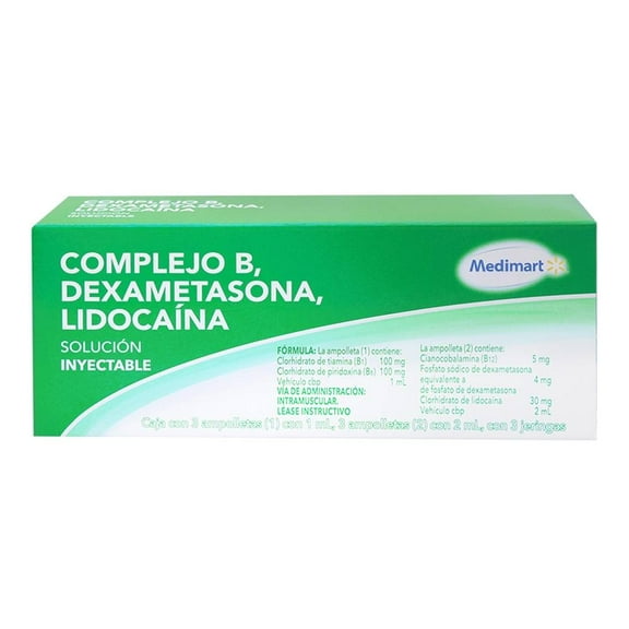 Complejo B - Dexametasona - Lidocaína Medimart Solución Inyectable 6 Ampolletas