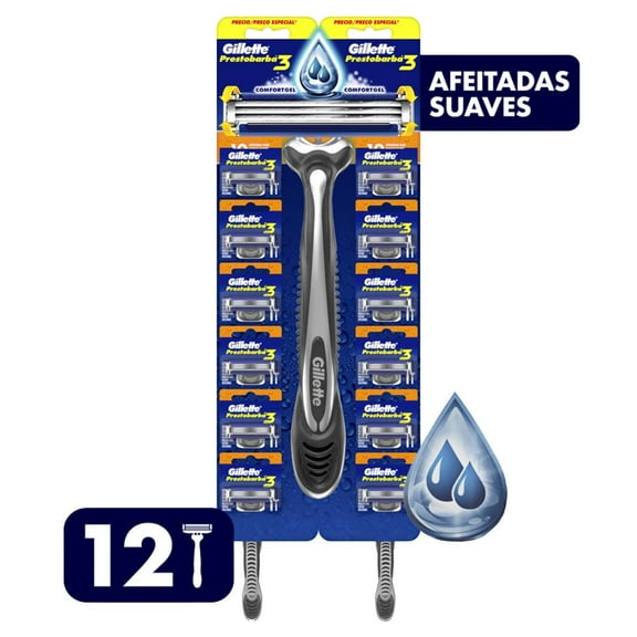 Rastrillo  Gillette  Prestobarba3  con 3 Hojas 12 pzas