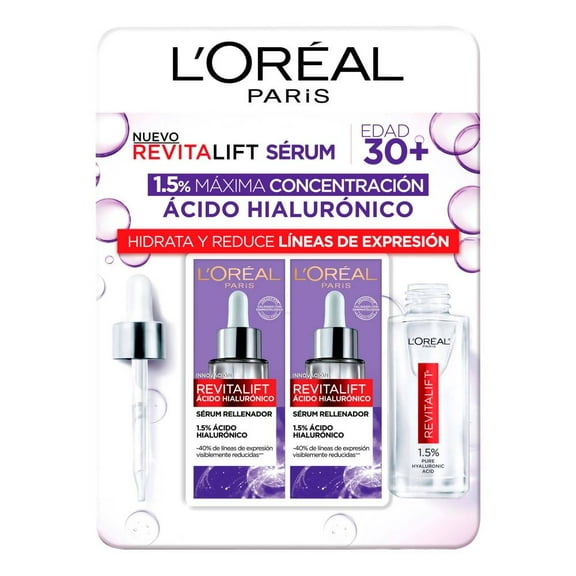 Sérum Rellenador L'Oréal Revitalift Ácido Hialurónico 2 pzas de 30 ml c/u