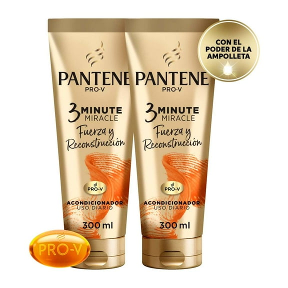 Acondicionador Pantene Pro-V Fuerza y Reconstrucción 3 Minute Miracle 2 pzas de 300 ml c/u