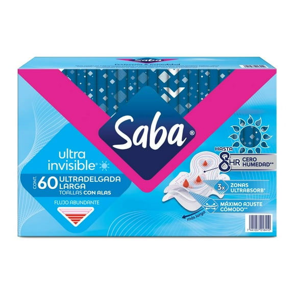 Toallas Femeninas Saba Ultra Invisible 60 pzas