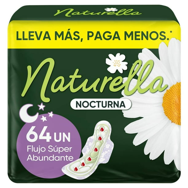 Toallas Femeninas Naturella Nocturna Extra Largas 64 pzas