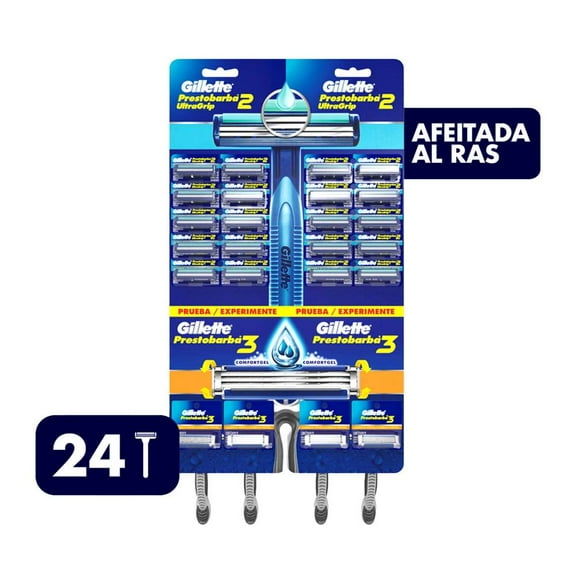 Rastrillos Desechables Gillette Prestobarba2 Ultragrip 20 pzas + 4 pzas Prestobarba3