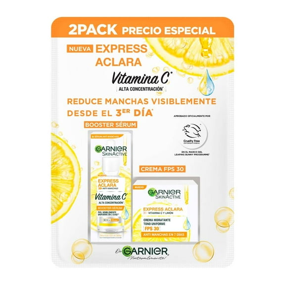 Crema y Sérum Facial Garnier Express Aclara Anti Manchas 2 pzas