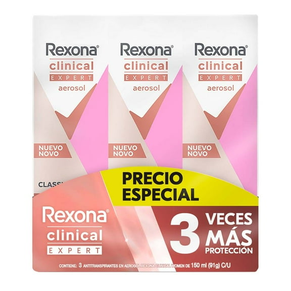 Antitranspirante Rexona Clinical 3 pzas de 91 gr c/u