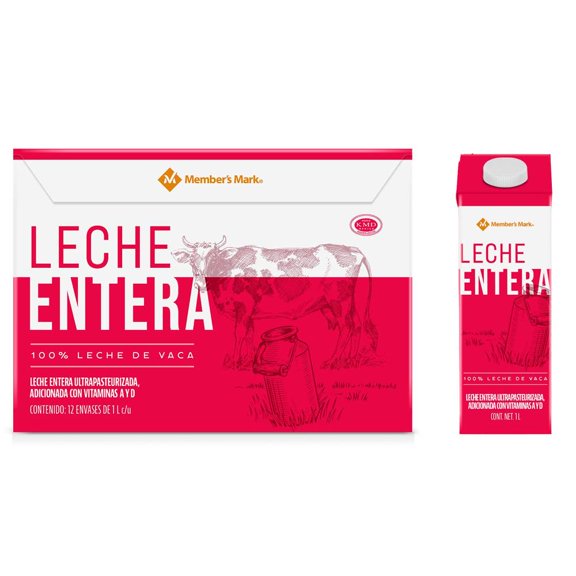 Leche Entera Member's Mark 12 pzas de 1 l c/u