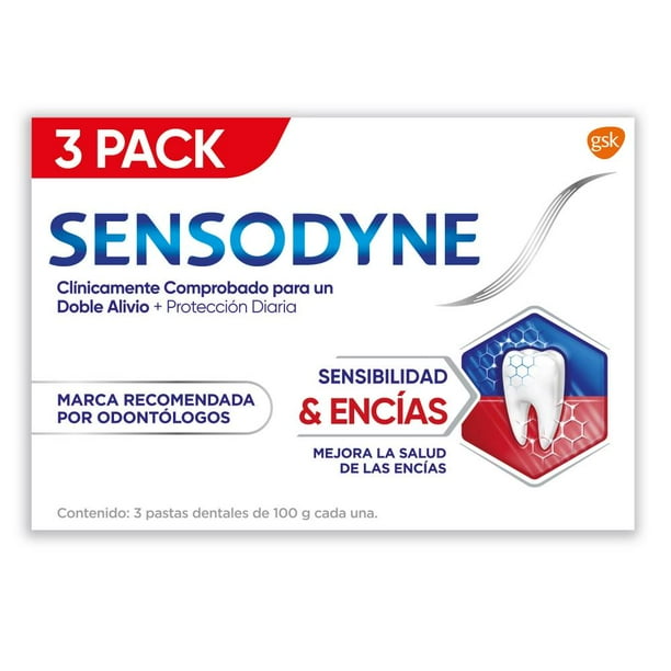 Pasta Dental Sensodyne Sensibilidad & Encías Regular para un Doble Alivio 3 pzas de 100 g c/u