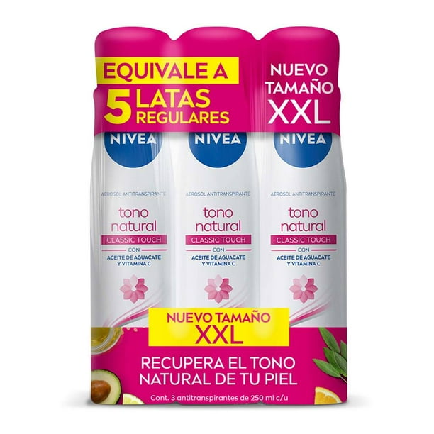 Antitranspirante Nivea Tono Natural XXL 3 pzs de 250 ml