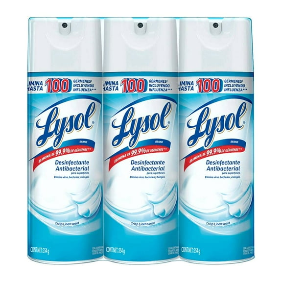 Desinfectante Antibacterial en Aerosol Lysol para Superficies 3 pzas de 354 g