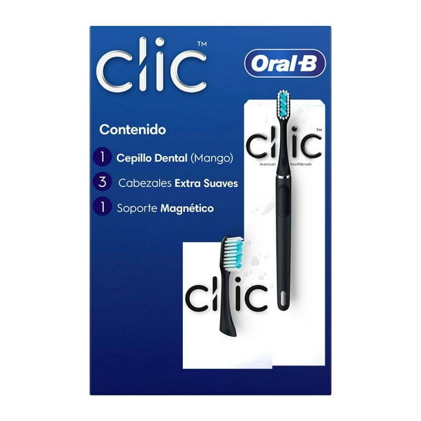 Cepillo Dental Oral-B Clic 1 pza + 3 Cabezales Extra Suave + Soporte Magnético